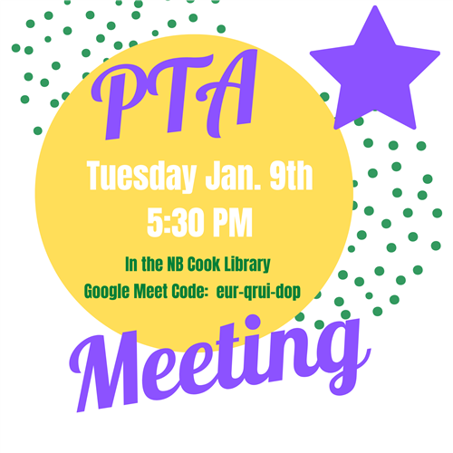 PTA Meeting January Ninth